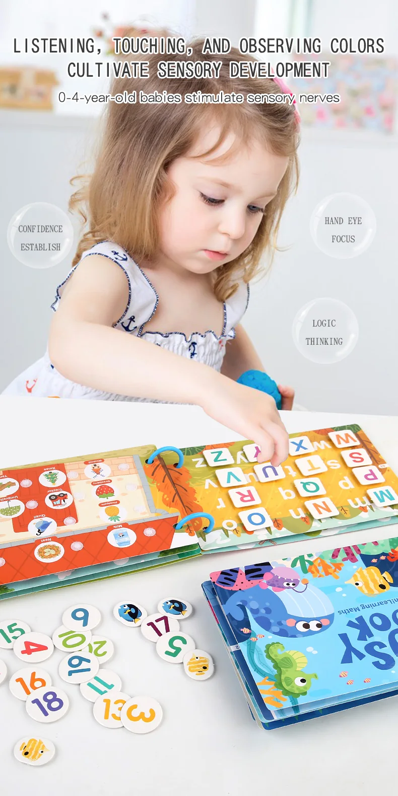 Toddler Quiet Book Early Learning Activities Puzzle Paste Matching Game Toy Kids Educational Magic Tape Wooden Busy Books Toys