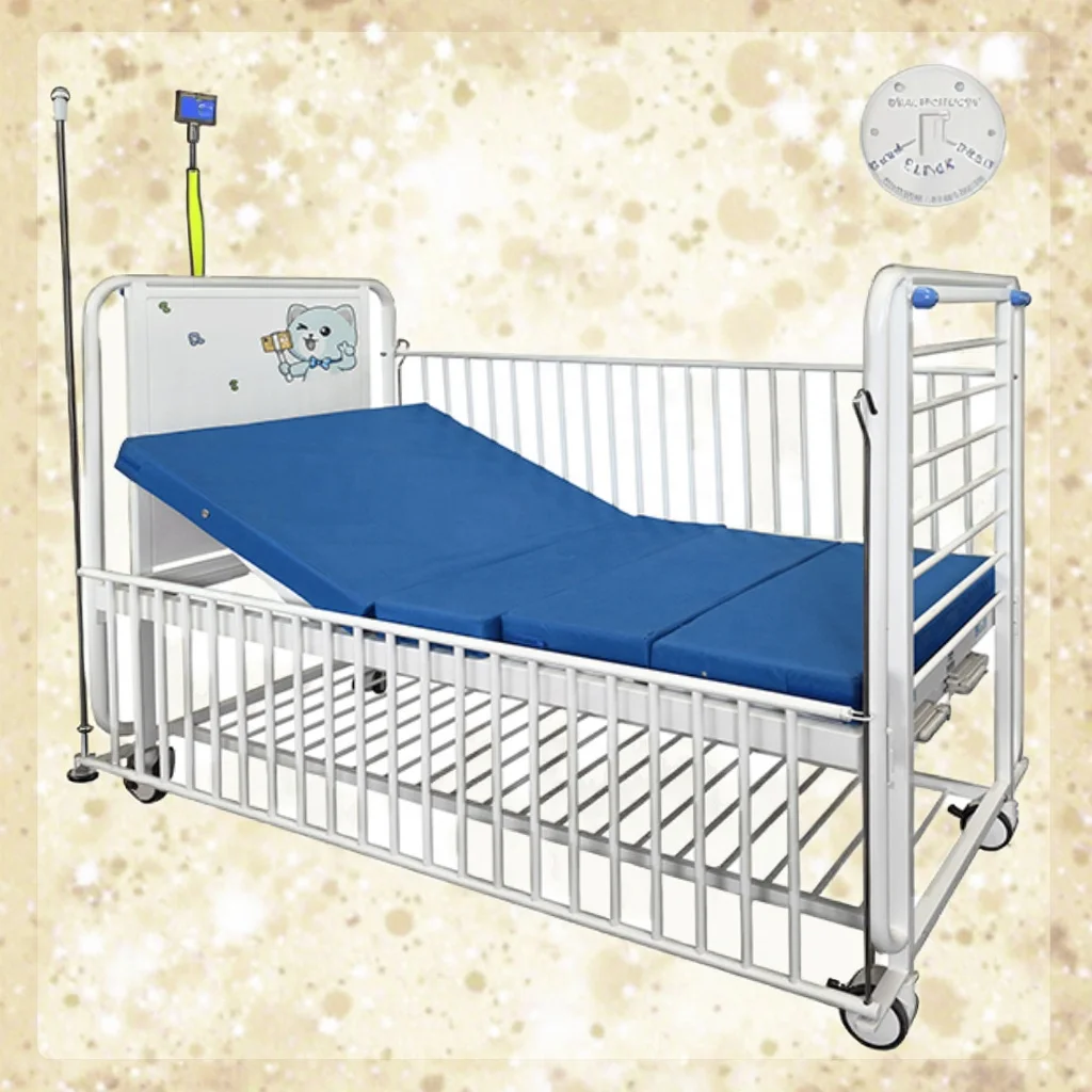 Pediatric Hospital Bed with Steel Guardrails Foldable & Adjustable Design Compact for Small Patients Hospital Use 4