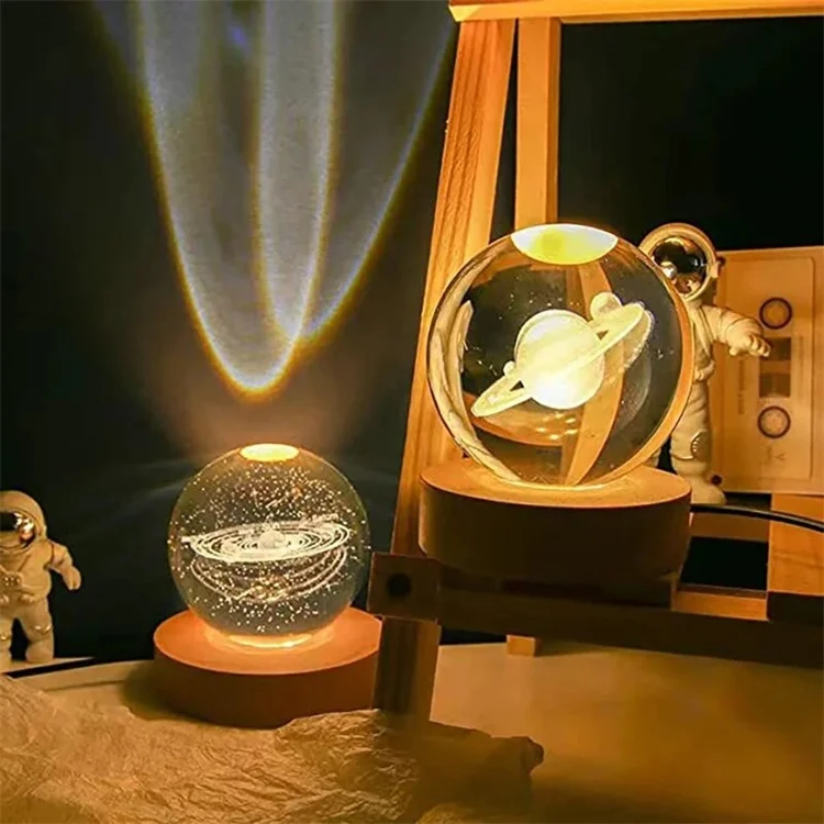 Çocuk doğum günü hediyesi 60mm kristal 3D lazer kazınmış jüpiter