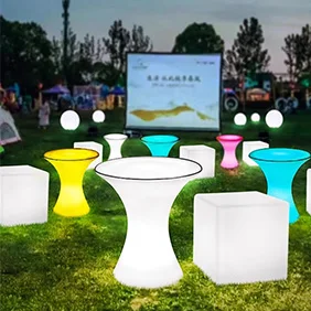 Custom Night Club Cube Chairs and Bar Table Illuminated Waterproof for Outdoor Parties and Home Use Color Change Set