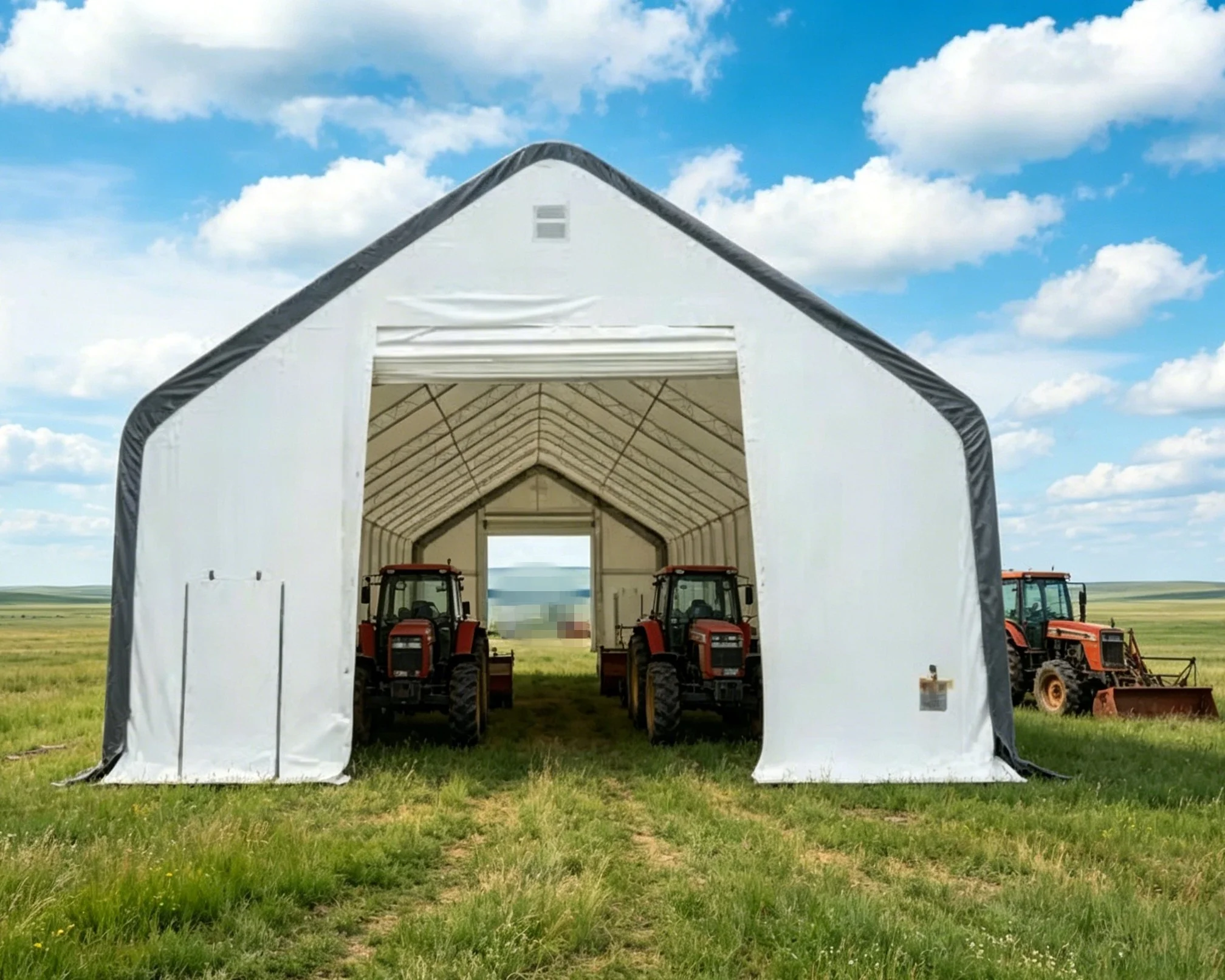 Double Truss Fabric Building for Farming Equipment  Storage, Agricultural Warehouse Tent, Heavy Duty Storage Shelter