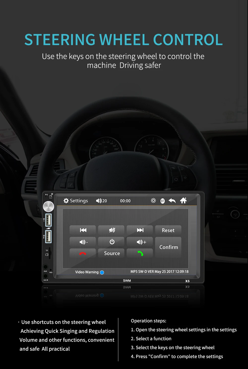 Bestree auto electronics hot sale 7 inch double din car stereo with BT AUX head unit car 2 din car radio