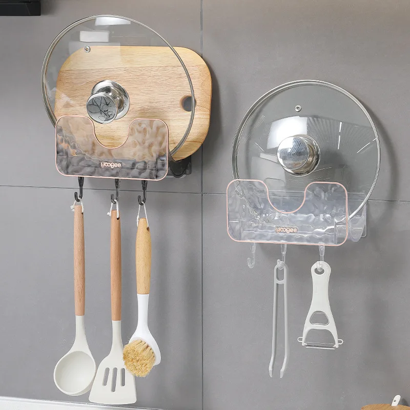 Support mural moderne minimaliste en plastique ondulé, haut de gamme, monocouche, sans perçage, pour couvercles de casseroles, destiné au rangement en cuisine