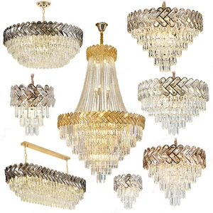 Zeal Lighting Large Hotel Modern Luxury Gold Crystal Ceiling Pendant Light Wedding Chandelier Decoration
