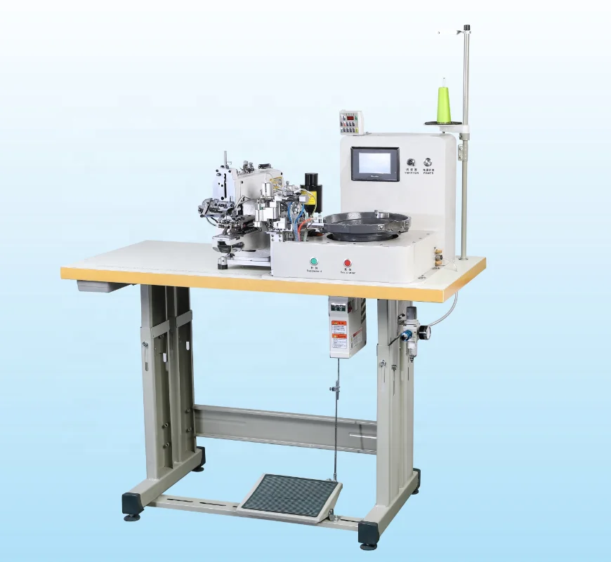 QK-988C High Efficiency Powerful Pneumatic Flat Buckle Sewing Machine With Button Feeder