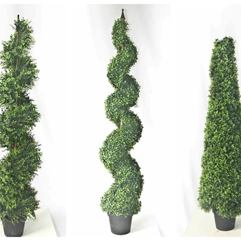 Indoor outdoor decoration artificial topiary boxwood milan spiral boxwood artificial trees