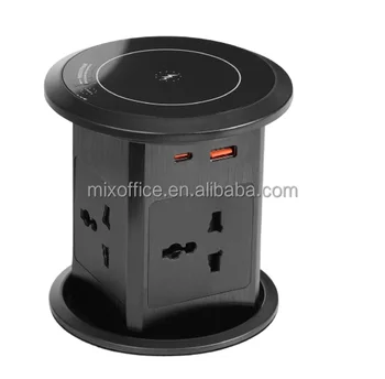 Multi-Color USB Port Pop up Hidden Power Desk Outlet Socket Lifting Sockt Elevator Power Automatic Pop up Tower Socket