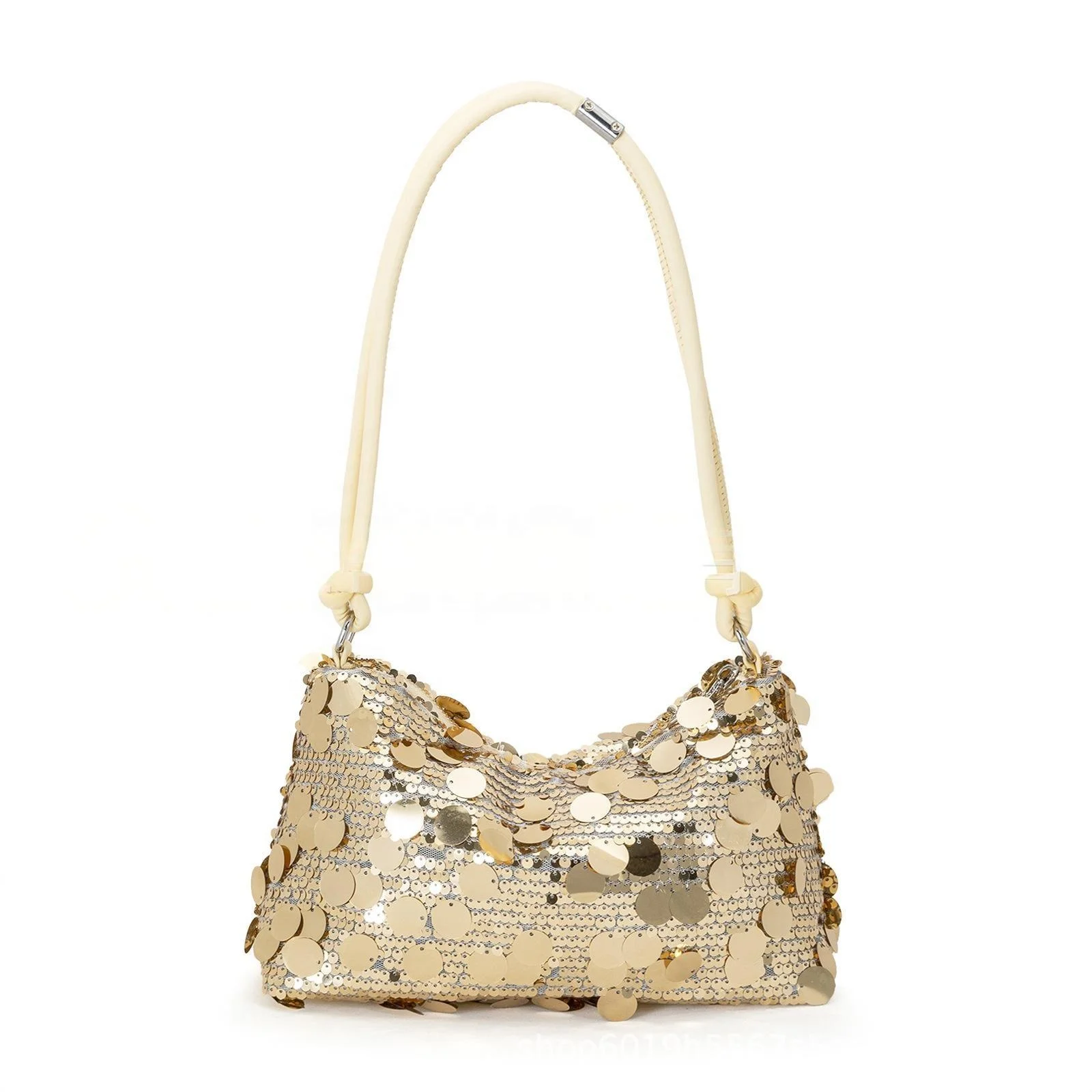 Factory Wholesale Vintage Lady Zipper Fashion Sequined Single Handle Underarm Handbag for Daily Shopping