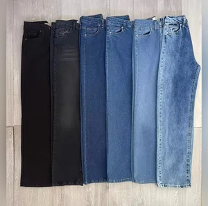 Women's High Waist Stretch Denim Straight Jeans XL Solid Pattern Hip Hop Washed Technique Simple Fashion Element for Summer