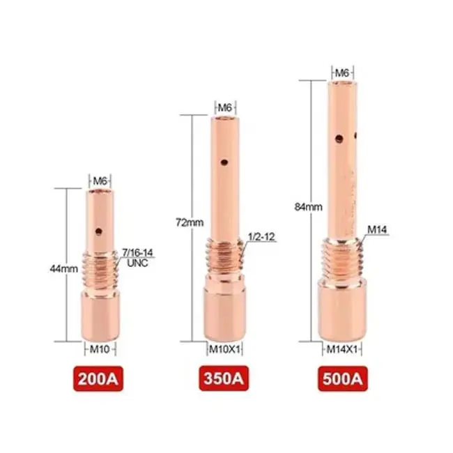 Welding Torch Consumable Pana/OTC Type Weld Copper Contact Tip Body 200A/350A/500A MIG Weld Contact Tip Holder