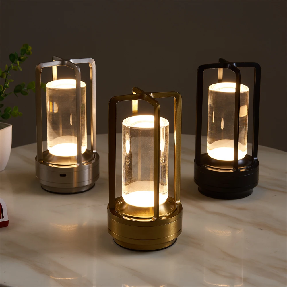 Restaurant Decorative Cordless Table Lamp Modern Luxury Rechargeable Portable Table Lamp Led Lantern
