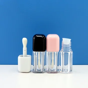 In stock 4ml square lip gloss tube with thick rod and large brush head Thick walled lip gloss tube cosmetic packaging material