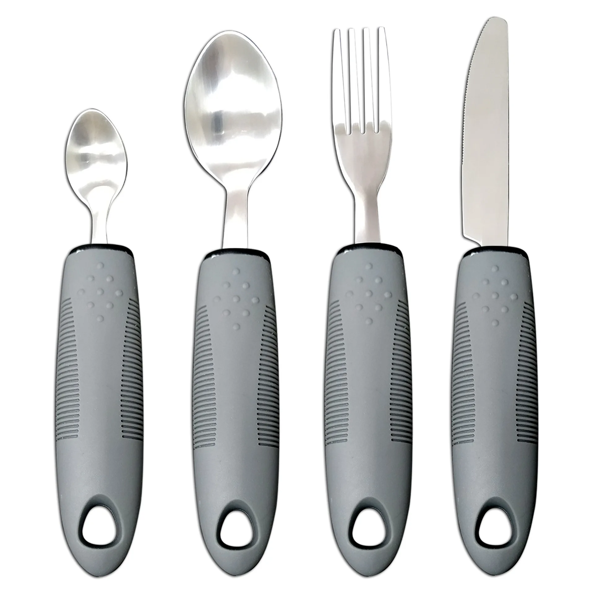 Adaptive Tableware Posate Con Manico Antiscivolo: 4 Pezzi Per Anziani E Mani Deboli