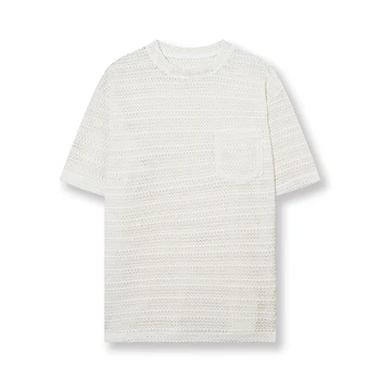 Custom Logo Knitted Top Knitwear 100% Polyester pullover T-shirt Fashion Summer Short Sleeves men's t-shirts