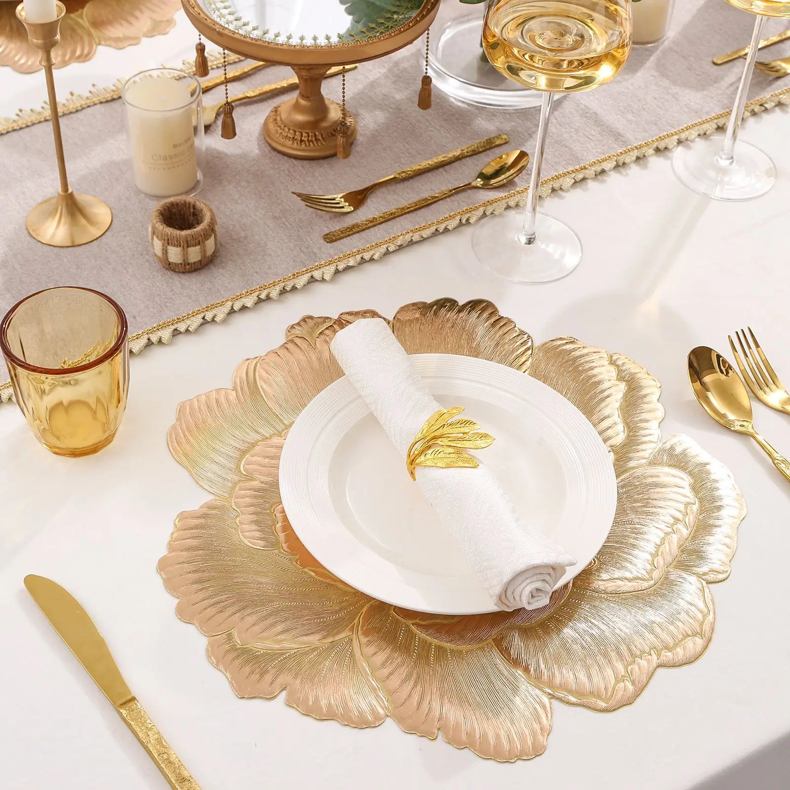 New Lotus PVC Tablecloth, Household Kitchen Heat Insulation, Hotel and Restaurant Waterproof and Oil-proof Decorative Mat