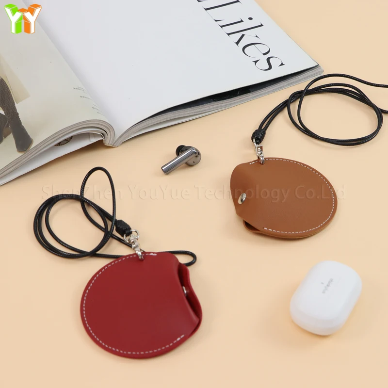 Protective Leather Earphone Case Neck Hanging Storage Bag for Wireless  Earbuds Waterproof Leather Headphone Pouch
