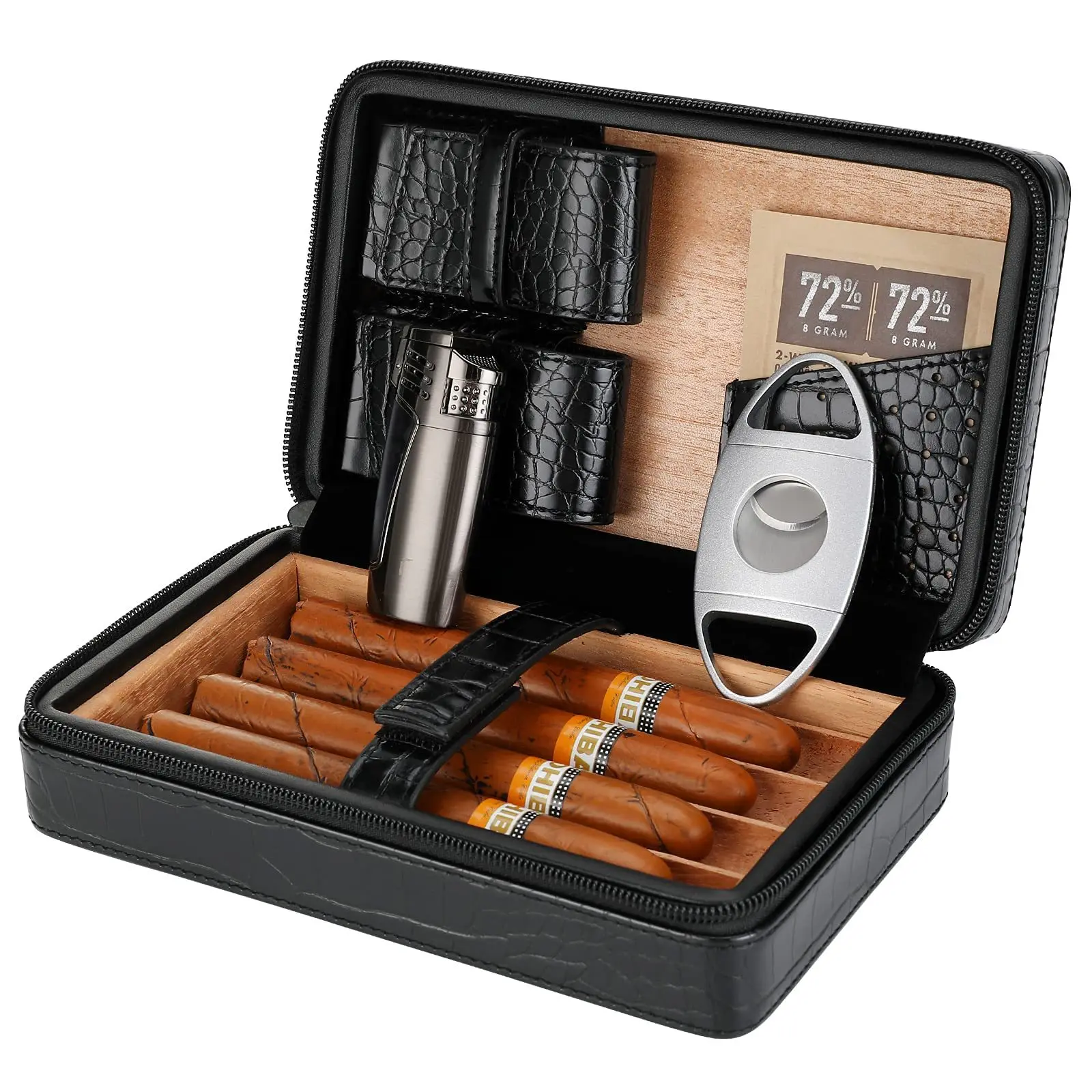 Cedar Wood Cigar Humidor - Portable & High End Travel Set