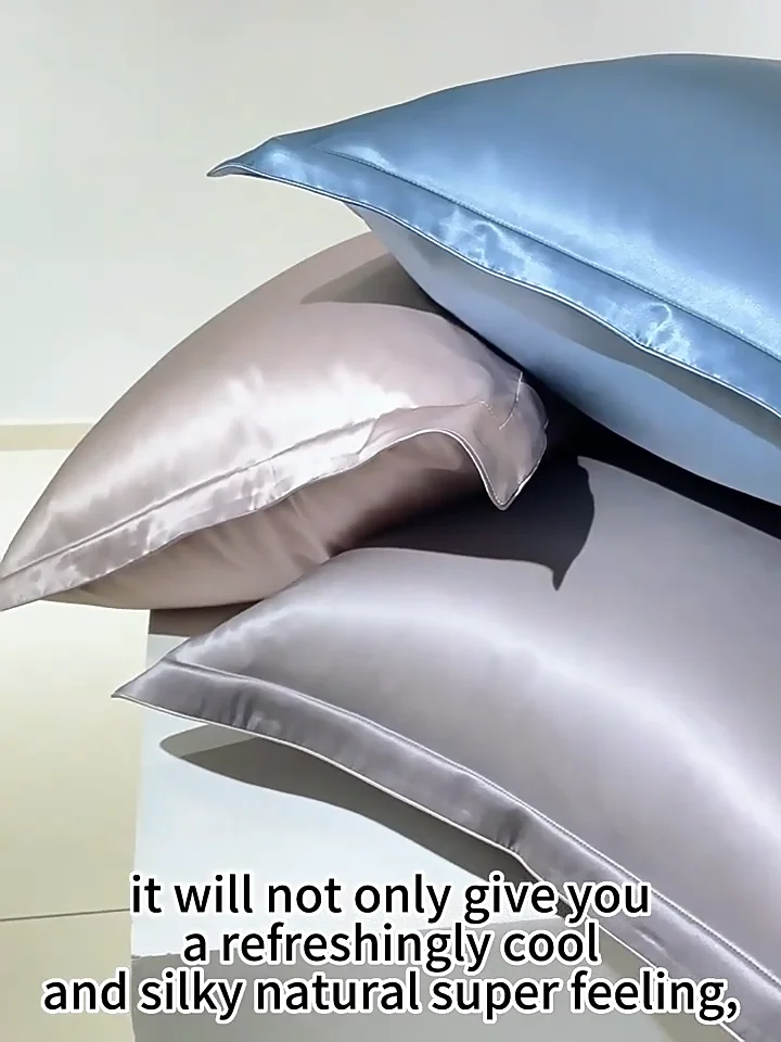 Factory Wholesale Custom Logo Satin Silk Pillow Case Set Zipper Luxury