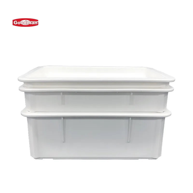 Bakeware restaurant white plastic pizza dough proofing box stackable storage pizza dough tray supplier