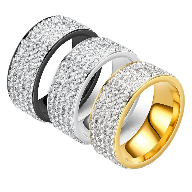 Mix Size Offer Non Tarnish Gold Silver Diamond Ring Women Ring Stainless Steel Rings Wholesale N204230