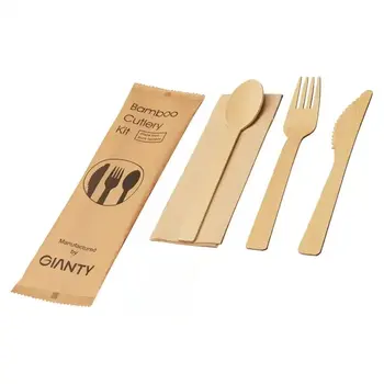 Disposable Tableware 170mm Biodegradable Bamboo Cutlery Set For Party Camping