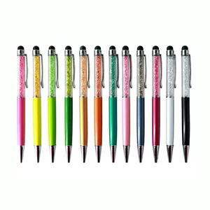 Customized Logo Beauty Fashion High Quality Promotional Metal Crystal Ball Pen with Stylus Touch Screen