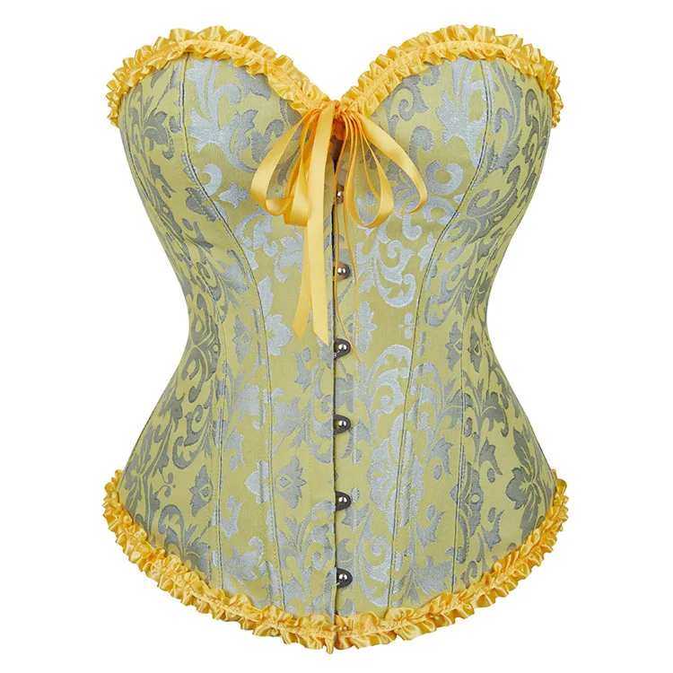 Xs-7xl Vintage Corsets And Bustiers Shapewear Lingerie Overbust Corset Plus  Size Flower Print Brocade Women Sexy Corselet Top