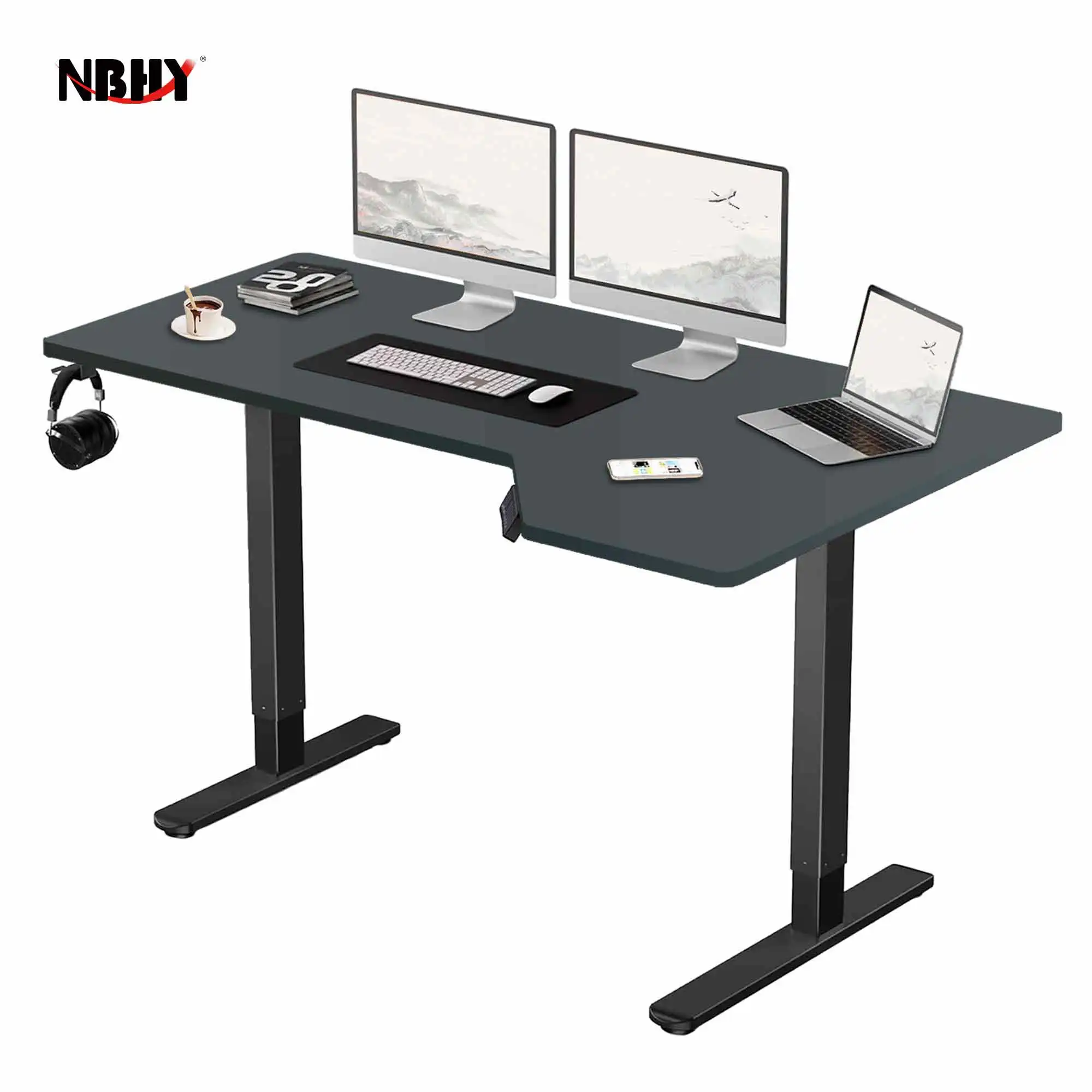 Modern Electric Comput Standing Motion Desk Height Adjustable L Shape