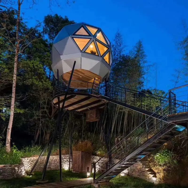 Prefab Wooden a Frame Prefab Camping Cabin Kit Set Home  New Style Triangle Resort Holiday Beautiful Tree House
