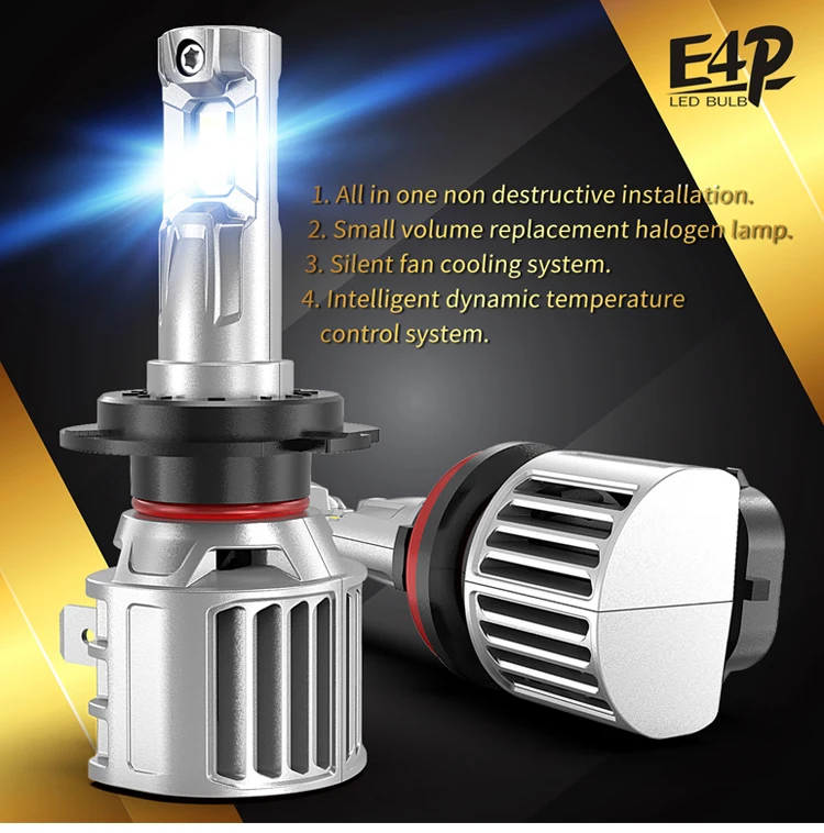 56w 12000lm Fanless Led Headlight H4 H1 H3 H7 9005 9006 9012 Auto