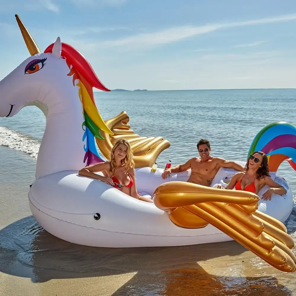 Oversized unicorn Floating Row PVC Water Party People Mount Rainbow  Pegasus Floating Floating Island on the Water