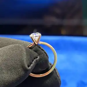 1.03 CT Moissanite Diamond Ring VS1-VS2 Clarity IGI Certified Wedding Party Engagement Ring Cluster Setting Rose Gold Knife Edge