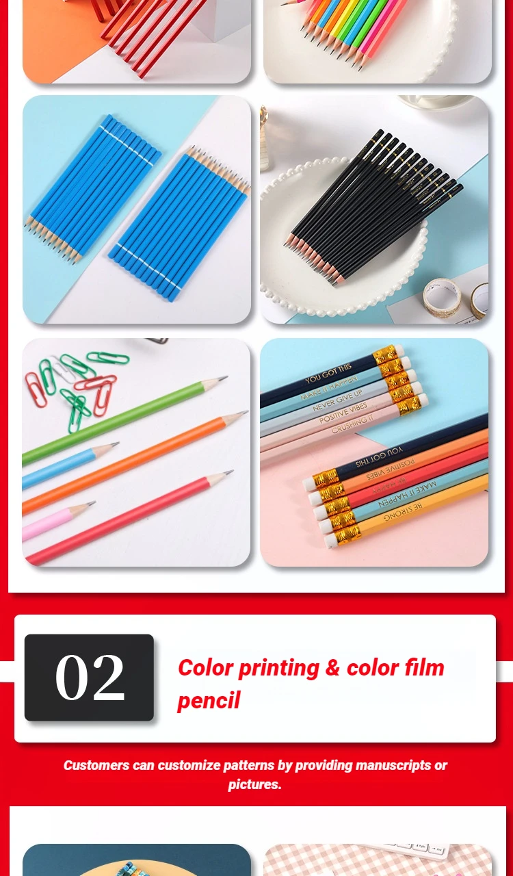 Promotion business office gift custom logo printed custom hb pencils with eraser green pencils pencil pink