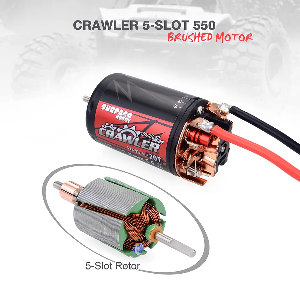 Moteur 550 35T à Balais En Carbone Pour Voiture RC 1/10 – Puissant, 7600 RPM, 18,5 V