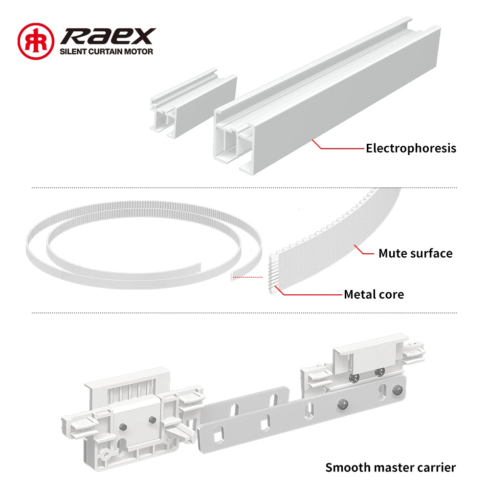 Smart Ceiling Rail Recessed Triple Remote Control Curved Double Electric Curtain Track System