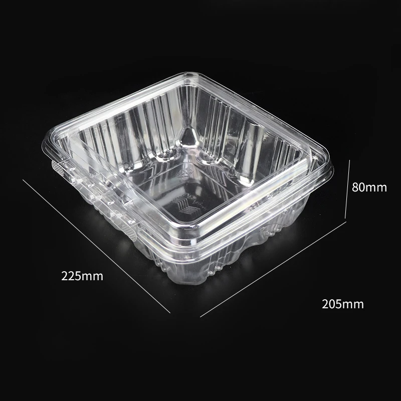 Tamper Proof Plastic Hinged Container Tamper Evident PET Containers PET Food Salad Container for Nuts, Fruit, Salad Packaging