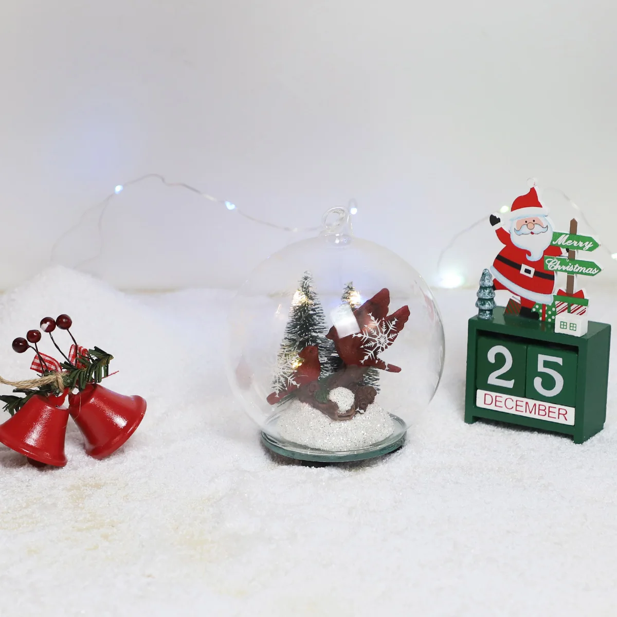 hanging Christmas led glass ball 8cm clear glass globe crafts christmas tree baubles glass