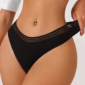 Sharicca Latest Design Luxury Lace Thong Ladies One-Piece Ice Silk String Panties Tangas Para Mujer Plus Size Women's Underwear