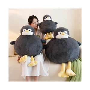 Wholesale Cute Penguin Throw Pillow Cotton Filled Round Cushion Soft Safe Children Gift Plush Round Penguin Doll