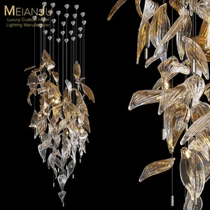 Custom Metal Leaf Design Chandelier Adjustable Height Easy Hanging Installation for Hotels Sales Offices Banquet Halls Front