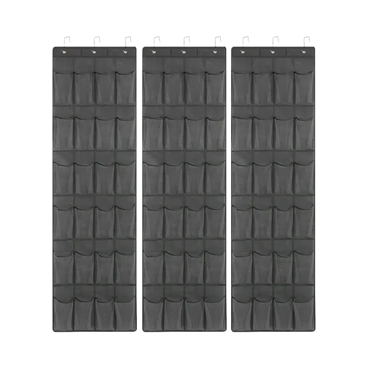 Naduo Hanging bag With Metal Hooks Over the Door Shoe Organizers 24 Mesh Pockets Hanging bag Fabric Shoe Rack