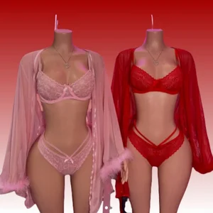 Viviblook Z0206ST03 Sexy Uniform Set Lace Bra Embroidery Sexy Lingerie Three Piece Set Fou Women Valentine Costumes