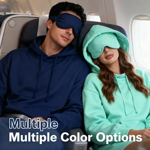 Factory Price Solid Colors Organic Cotton Blend Softness Eco Breathable Airplane Hooded Sleep Loungewear Hoodie with Eye Mask