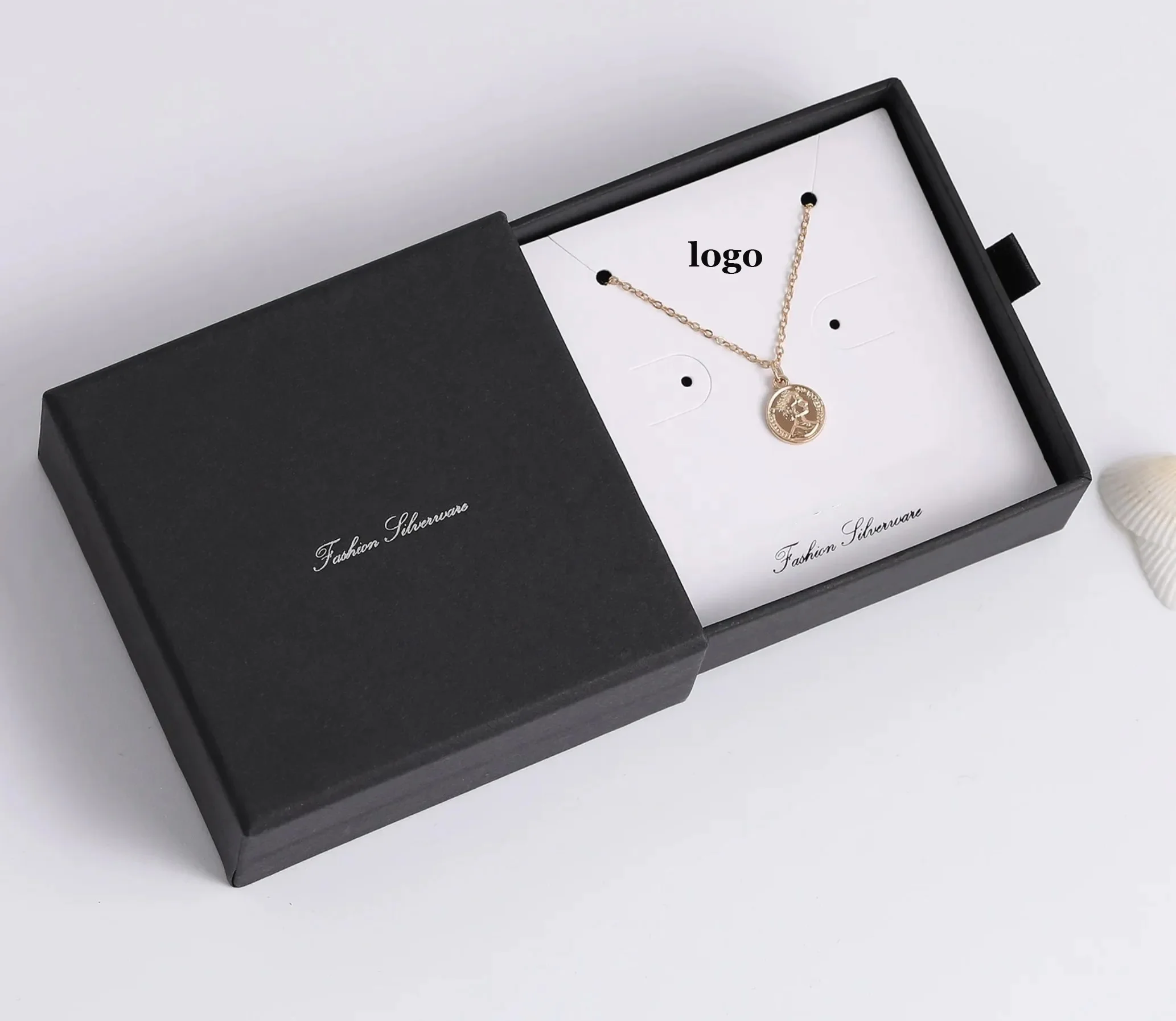 100pcs Custom Gold Foil Logo White Paper Packaging Jewelry Earring ...