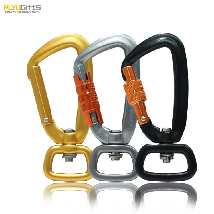 Профессиональный изготовленный на заказ 4.5kn крюк для домашних животных алюминиевая вращающаяся серебристо-желтая Поворотная карабинная застежка