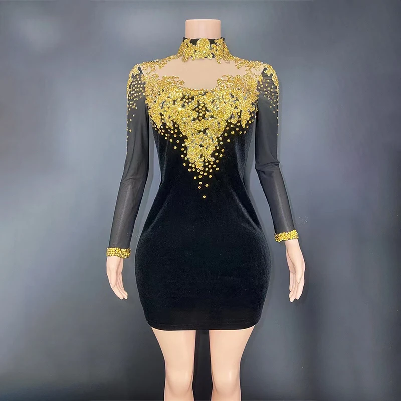 NOVANCE Y2404 Vendors for Clothing Premium Black Velvet Gold Crystal Applique Formal Dresses Black and Gold Prom Dresses NOVANCE Y2404 Vendors for Clothing Premium Black Velvet Gold Crystal Applique Formal Dresses Black and Gold Prom Dresses