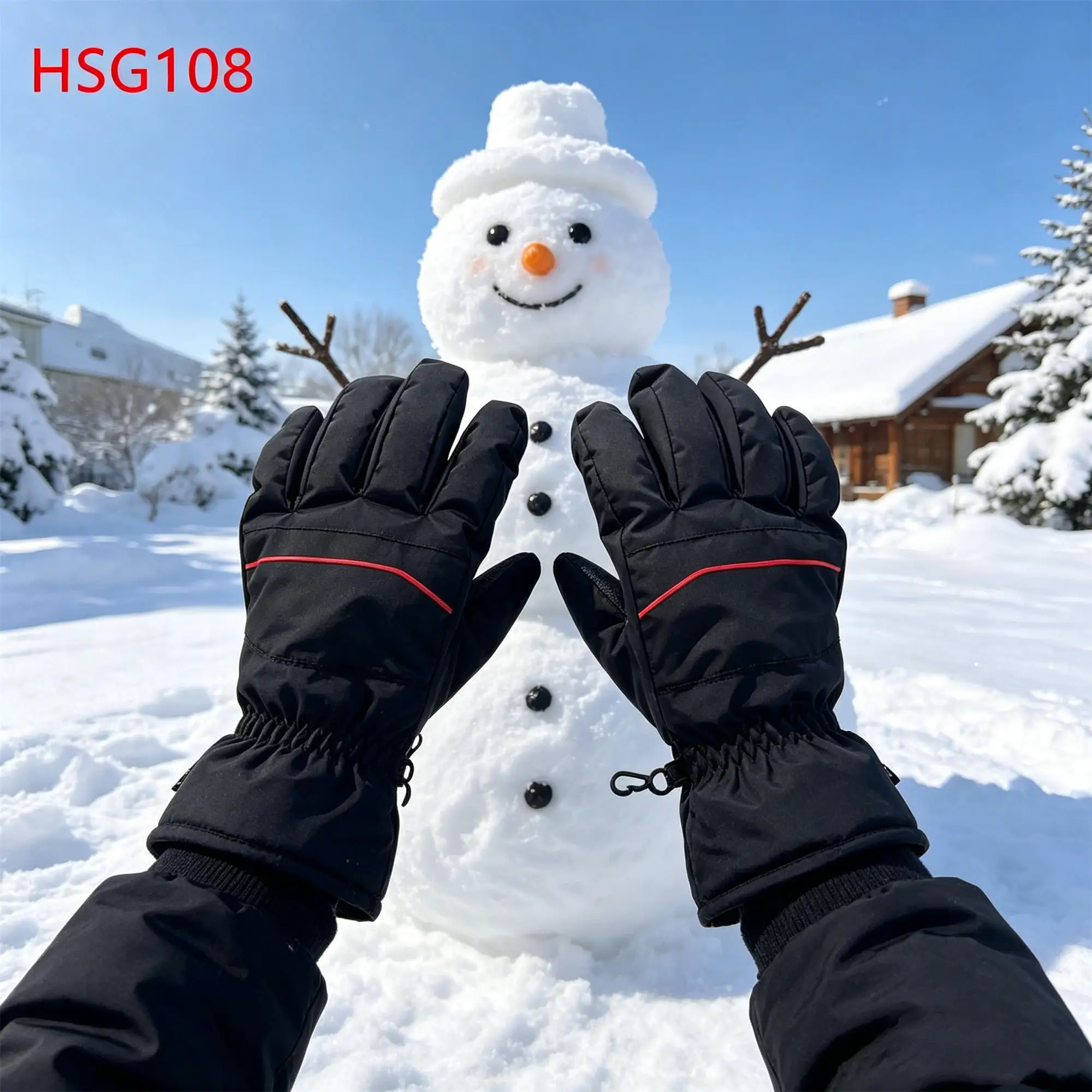 ZYF,winter Occasions Falling and Bracing with Hands Black Snow Gloves Outdoor Warmth Double Thicken Unisex Ski Gloves HSG108