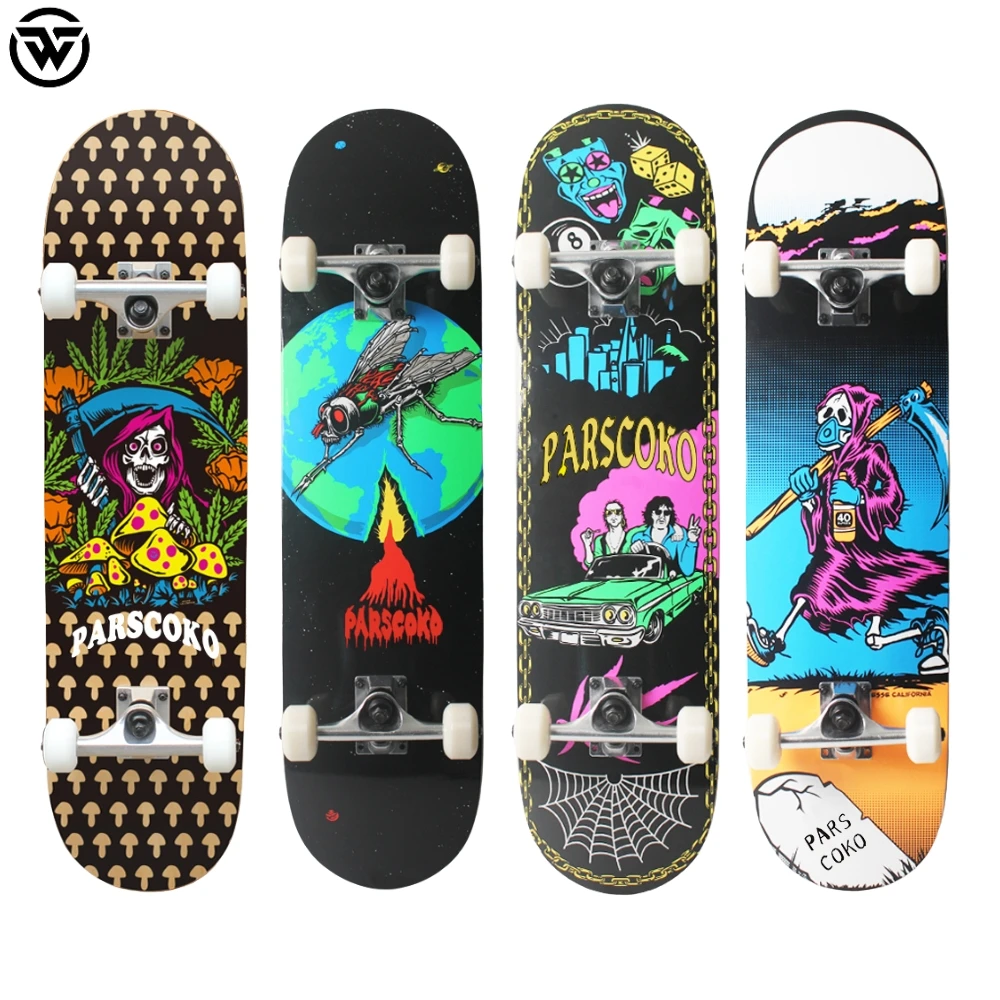 Skateboard Marvel 7 Plis Érable - Double Kick Deck 78,7cm Pour Débutants Et Pros