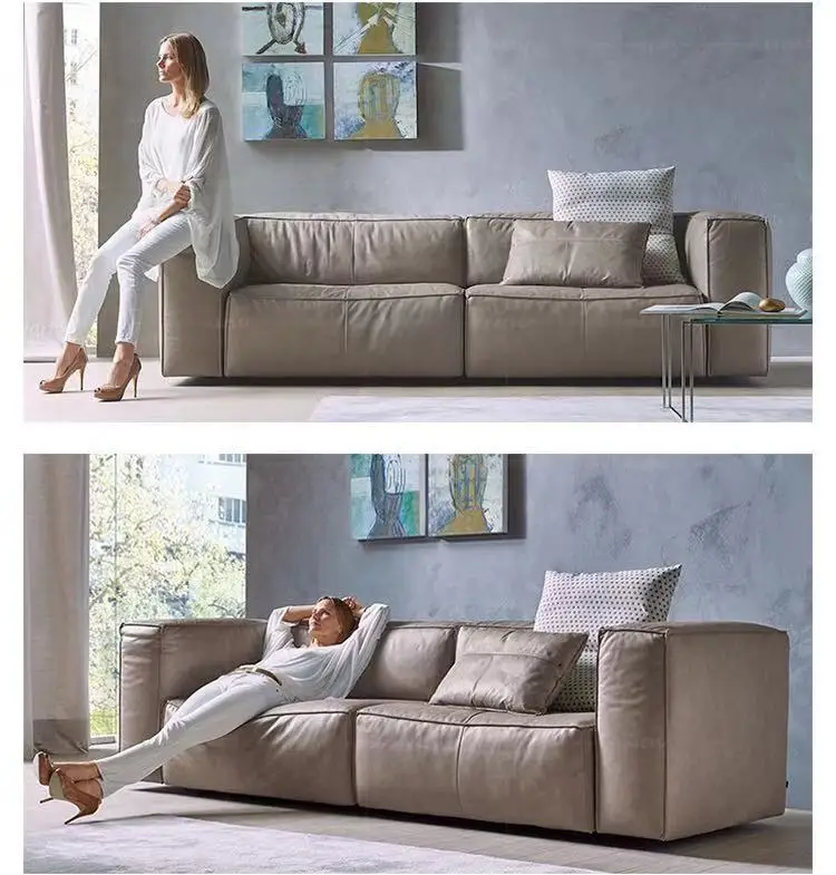 Italian living room fashion high-end leather down three people sofa custom furniture