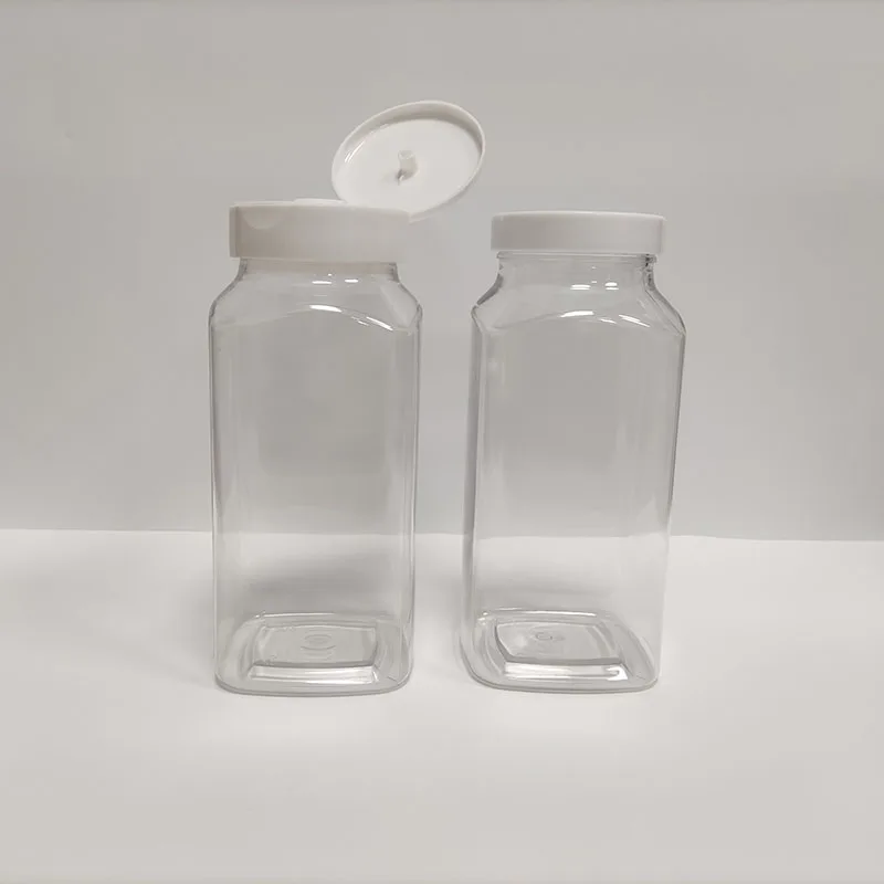 Factory in Stock 16oz PET Plastic Square Bottle Wide Mouth Packaging Bottles